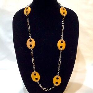 Bold wood & chain necklace